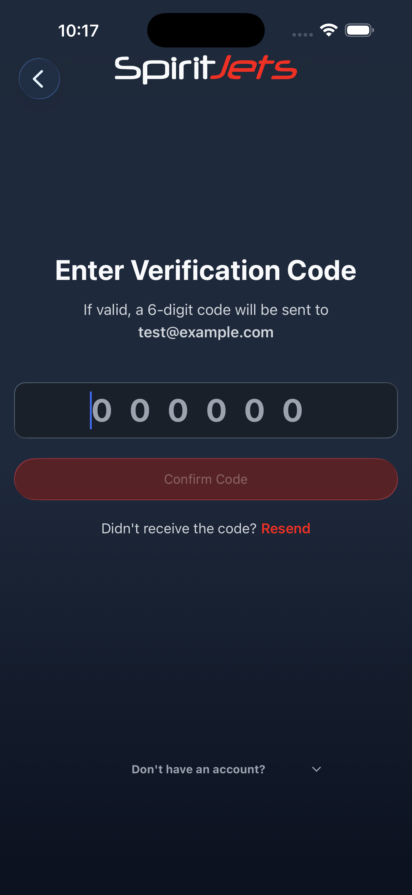 Verify screen - portrait
